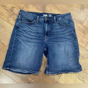 Lee Women’s Mid-rise Bermuda Dark Indigo Jean Shorts